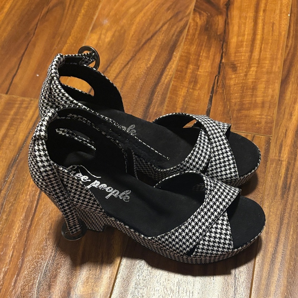Free People Houndstooth Black and White Heels